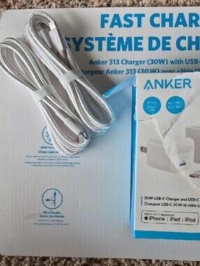 Anker White Braided USB-C Charging Cable, 2 Cables No Blocks